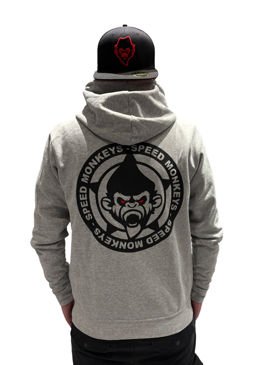 HOODIE MNKYfiziert GREY/RED UNISEX
