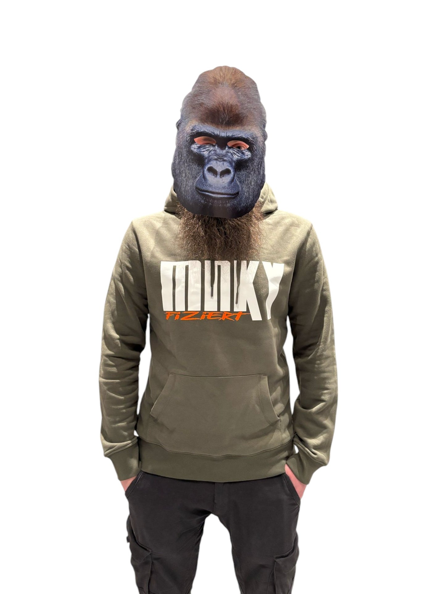 HOODIE MNKYfiziert KHAKI/ORANGE UNISEX