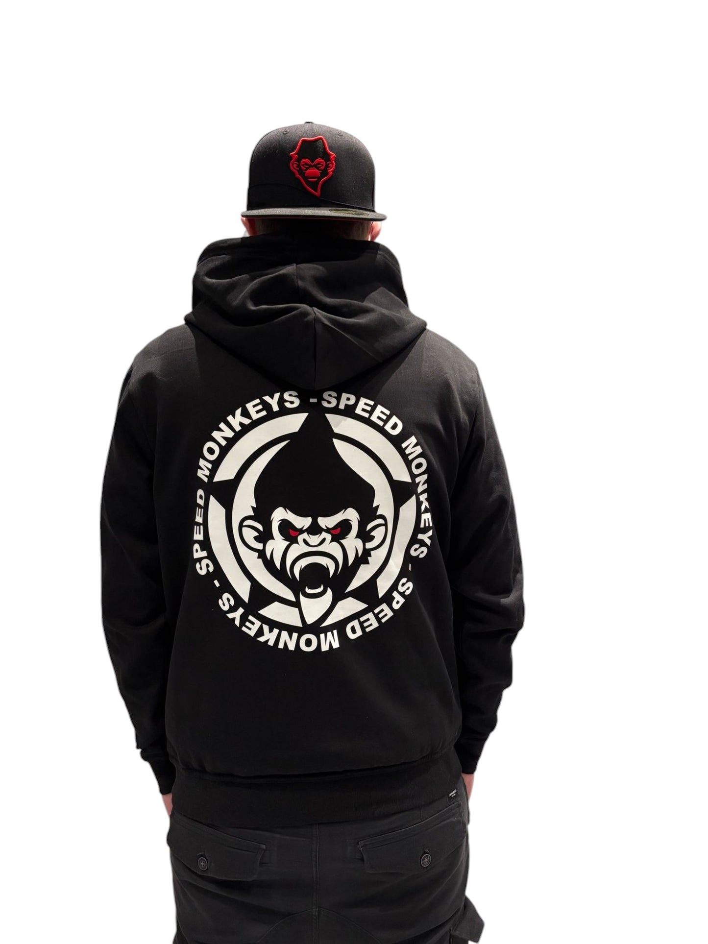 HOODIE MNKYfiziert BLACK/RED UNISEX